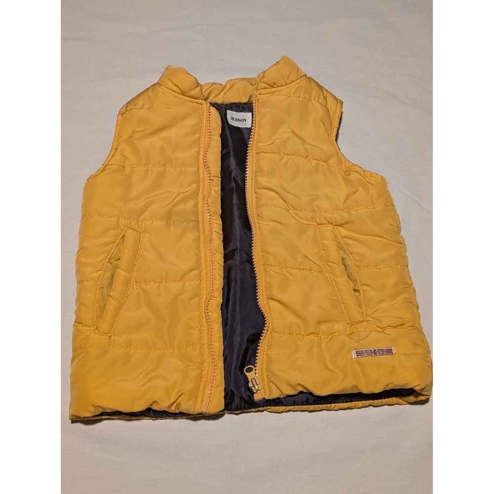 Hudson Kids Puffer Vest Mustard Yellow Quilted Zip Up Sleeveless Jacket 4T - Picture 3 of 6